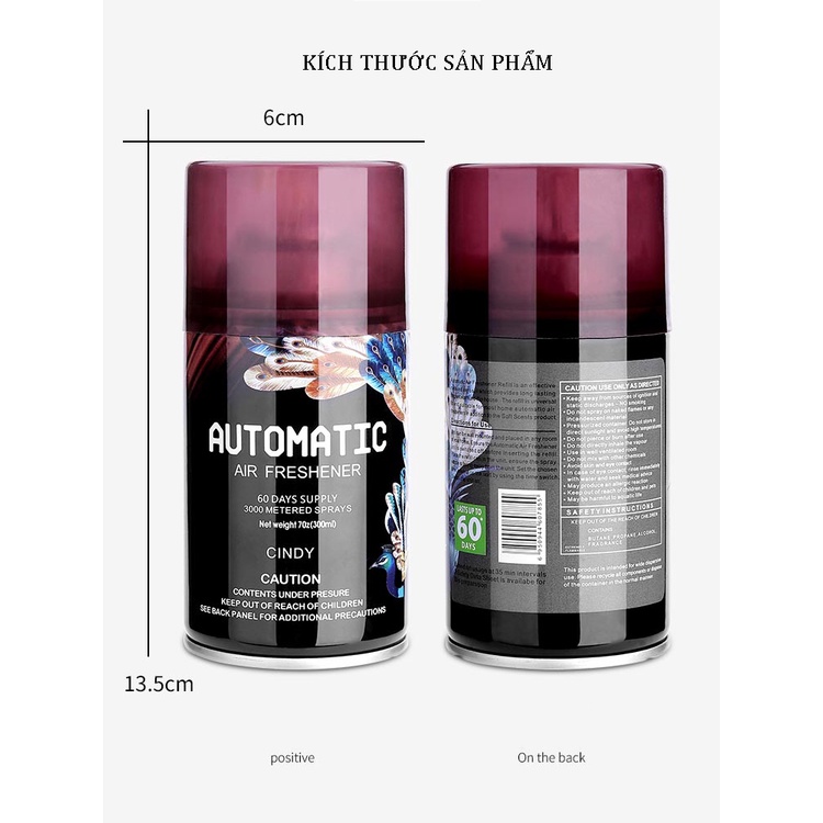 Bình xịt Thơm phòng ,Lõi Máy Xịt Khử Mùi Phòng Automatic 300ml - Nhiều Mùi Hương