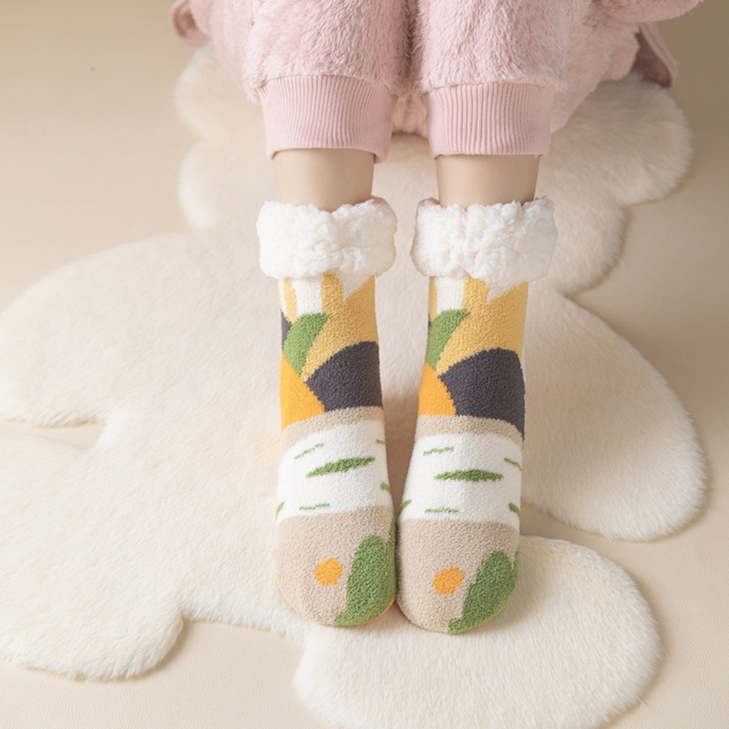 Xiangbao Vớ Lông Cừu Giả Dày In Hình Phong Cảnh Làng Quê Đầy Màu Sắc Giữ Nhiệt Mùa Đông Cho Nữ