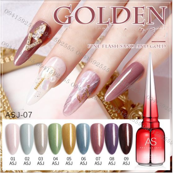 SET Sơn gel AS nhũ mã ASJ mẫu chai đỏ nhọn 9 chai 15ml siêu HOT siêu xịn