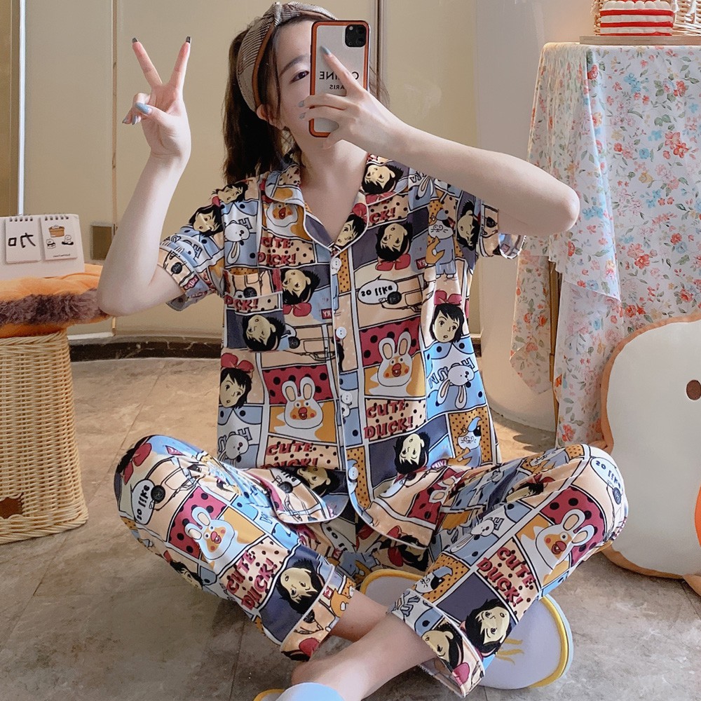 Bộ đồ ngủ pijama nữ ngắn tay hoạt hình dễ thương và thoải mái | BigBuy360 - bigbuy360.vn