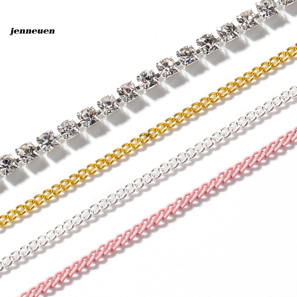 [Hàng mới về] 3 Dây xích kim cương giả 3D bằng kim loại trang trí móng tay làm đẹp đa năng cho nữ