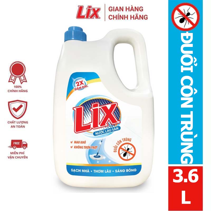 NƯỚC LAU SÀN LIX ĐUỔI CÔN TRÙNG CAN 3.6L LD360 NƯỚC LAU NHÀ DIỆT MUỖI DIỆT KHUẨN HỮU CƠ SẠCH BÓNG KH