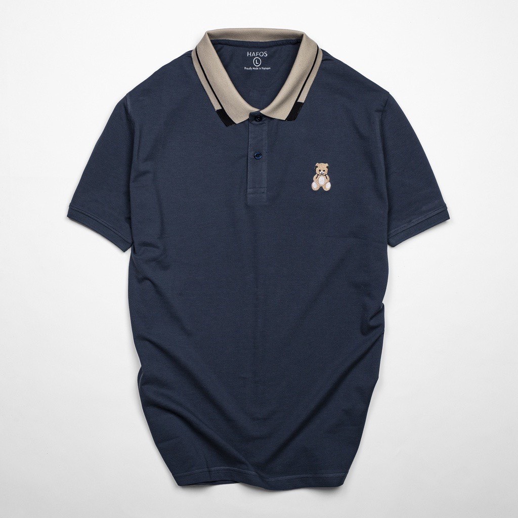 Áo thun nam có cổ áo polo nam cổ bẻ vải poly cá sấu cao cấp tay ngắn thêu gấu trẻ trung năng động - just men shop