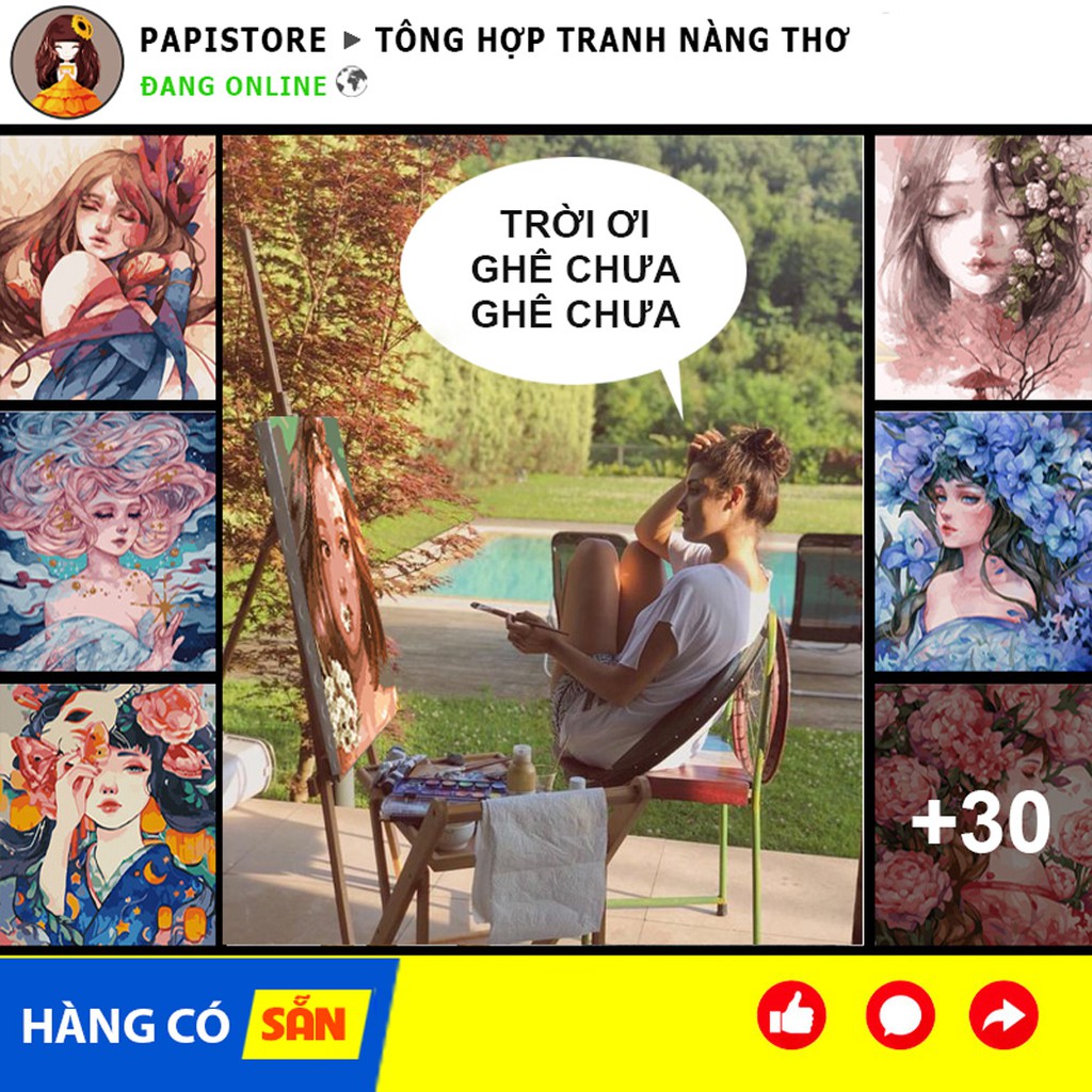 Tranh Sơn Dầu Số Hoá Cô Gái Tự Tô Màu Theo Số Size To Cho Người Lớn Căng Sẵn Khung 40x50cm Tranh Nàng Thơ Có Sẵn Giá Rẻ | BigBuy360 - bigbuy360.vn