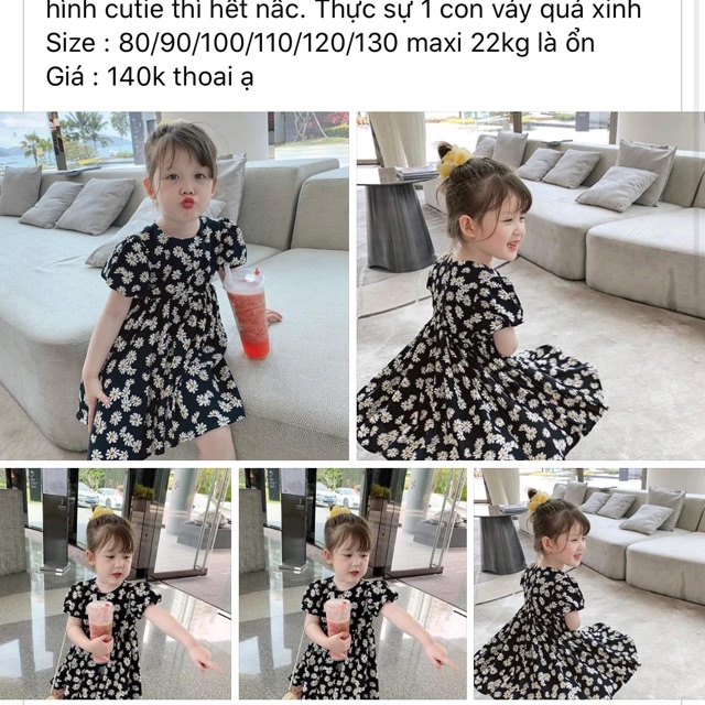 Váy thô mềm hoa cúc bé gái