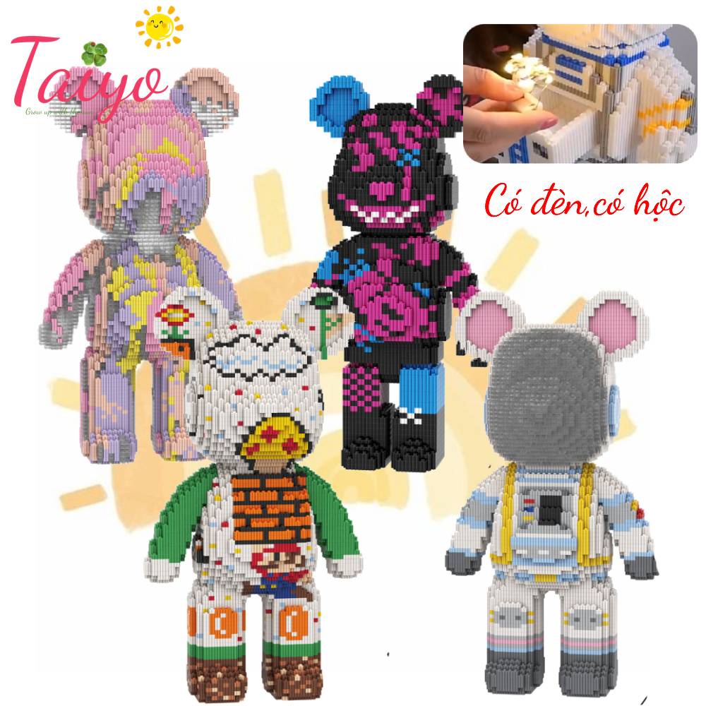 Ghép Hình Bear Brick Đồ Chơi Xếp Hình Gấu 55cm Có Hộc, Có Đèn Nhựa ABS Trang Trí Nhà Cửa, Quà Tặng Sinh Nhật