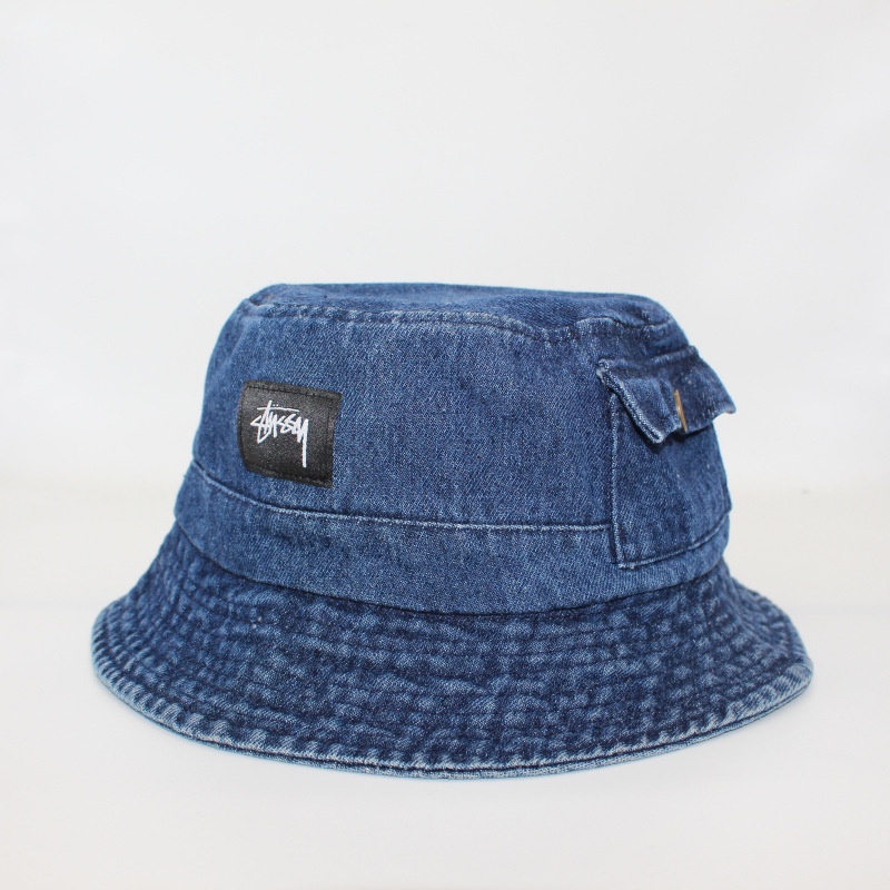 Mũ Bucket Stussy Denim Thời Trang Hè Hip Hop Unisex Mũ Chống Nắng