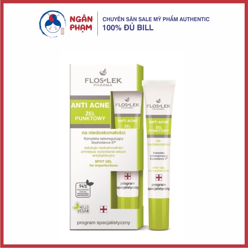 Gel hỗ trợ ngừa mụn, giảm thâm Floslek Antibacterial Intense Gel