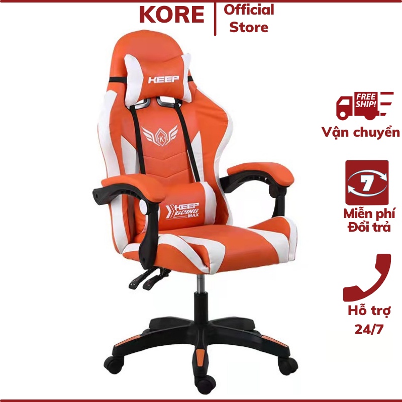 Ghế gaming KEEP bọc da cao cấp tựa lưng massage, gác chân ngủ thoải mái cho người ngồi máy tính nhiều