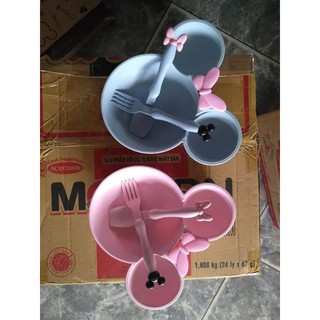 Khay ăn lúa mạch mickey kèm thìa dĩa cho bé