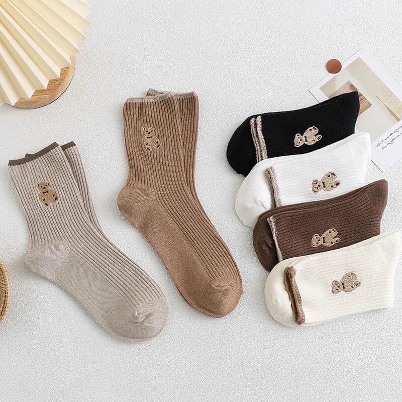 ❌ Tất nữ cổ cao Hàn Quốc mềm mịn sang chảnh hoạ tiết hình gấu