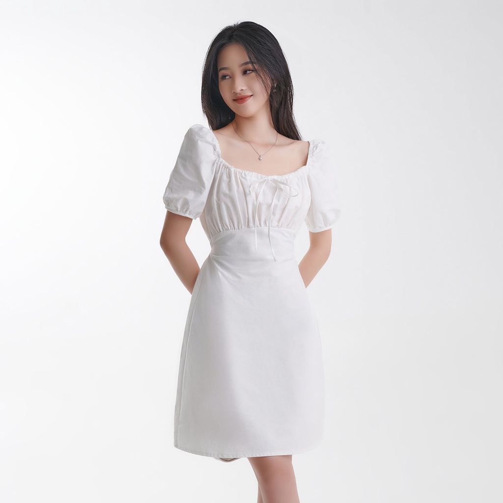 Váy Trắng Tiểu Thư Nhún Bèo Zinna HARRIET
