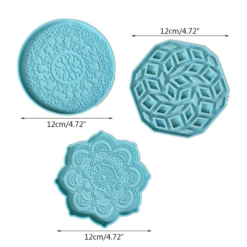QQ 1 Khuôn Làm Khay Trà Họa Tiết Mandala Bằng Resin Độc Đáo