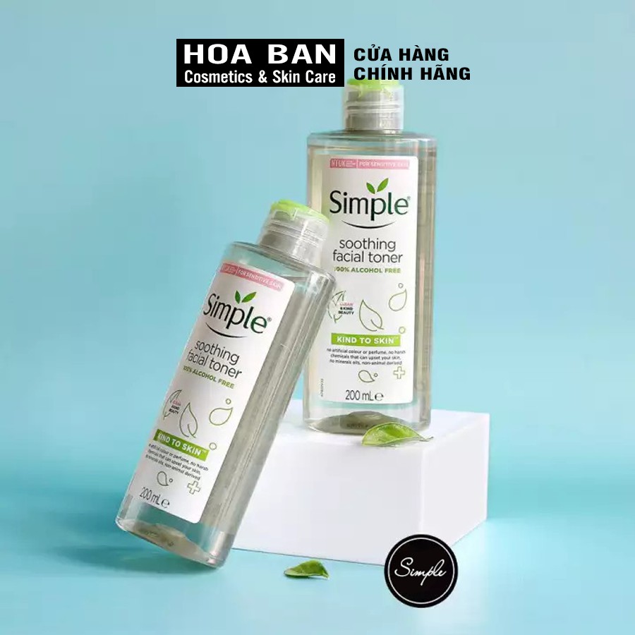 NƯỚC HOA HỒNG SIMPLE Toner 200ml - làm dịu và cân bằng độ ẩm cho da - lành tính không chứa cồn - Hoa Ban Cosmetic | BigBuy360 - bigbuy360.vn