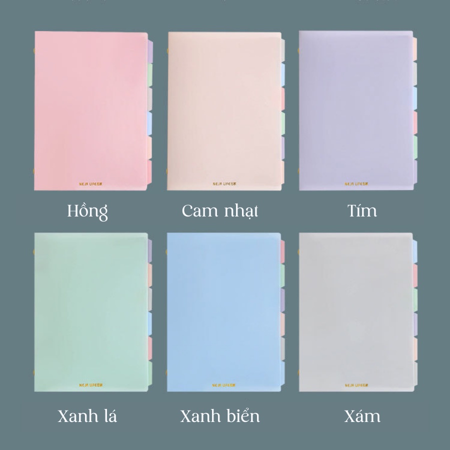 Sổ còng sắt file nhựa A5/B5 bìa màu pastel xinh xắn ghi chép nội dung học tập, viết nhật ký