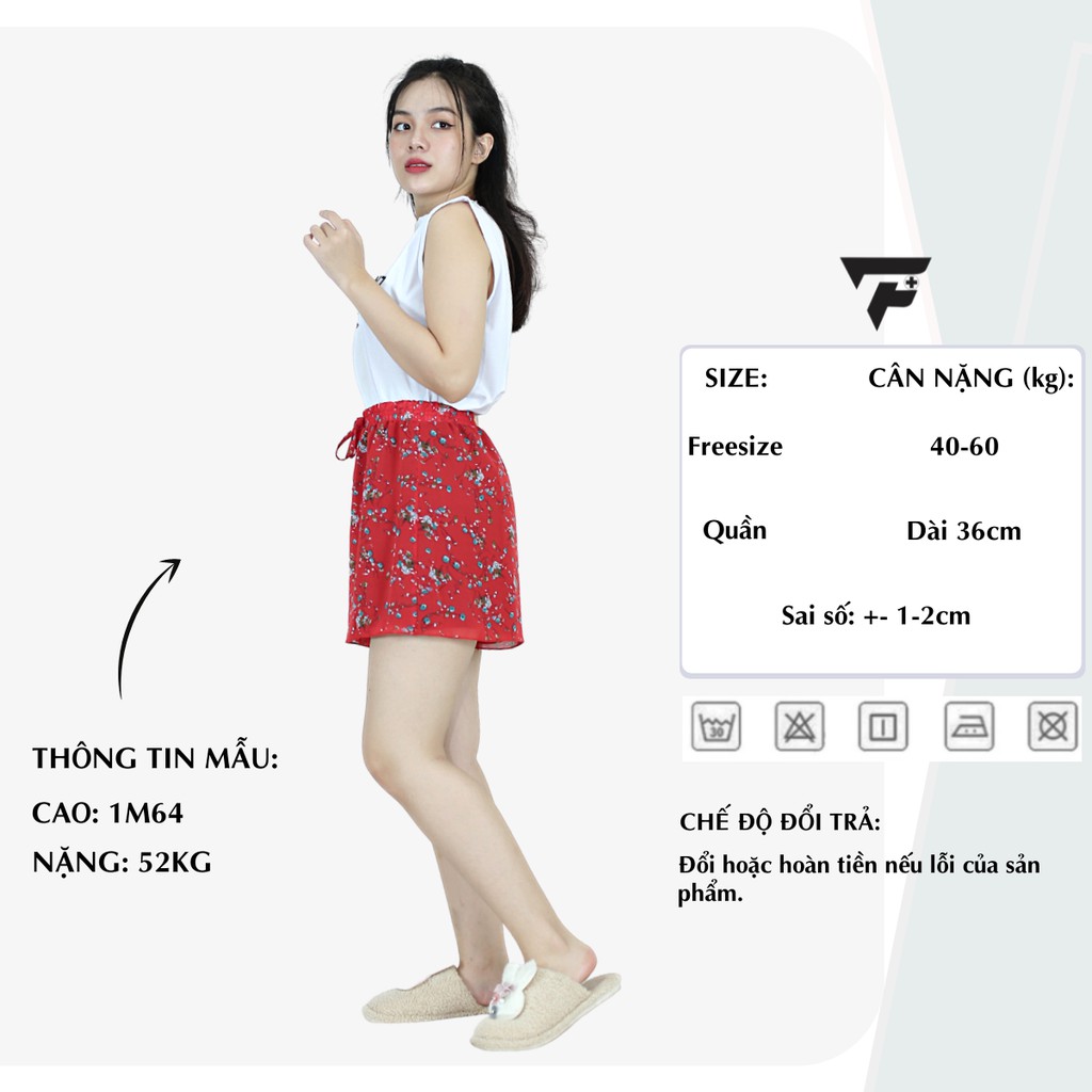 Quần đùi quần short nữ bigsize ống rộng vải voan 2 lớp giá rẻ FPLUS 306