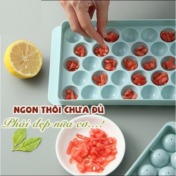 Khay Đá, Khuôn Đá, Khuôn Làm Thạch Vỉ 33 Viên Dang Tròn Có Nắp Đậy An Toàn Tiện Lợi