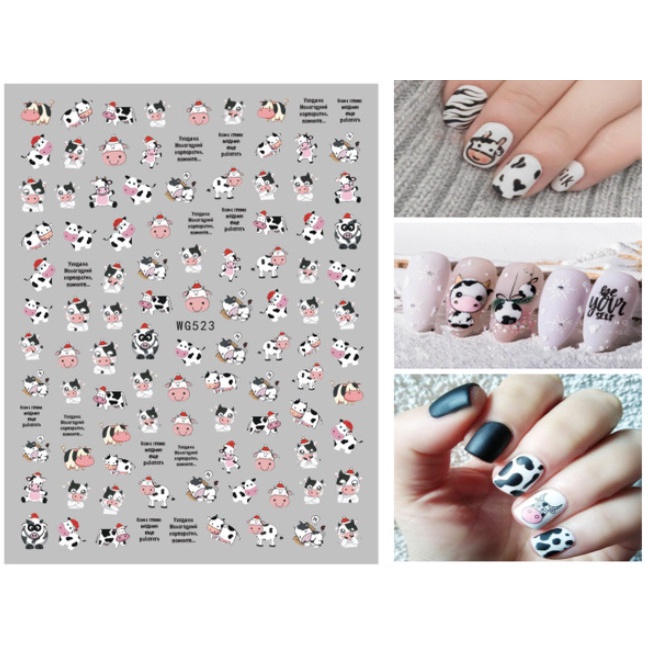 sticker bò sữa trang trí nail