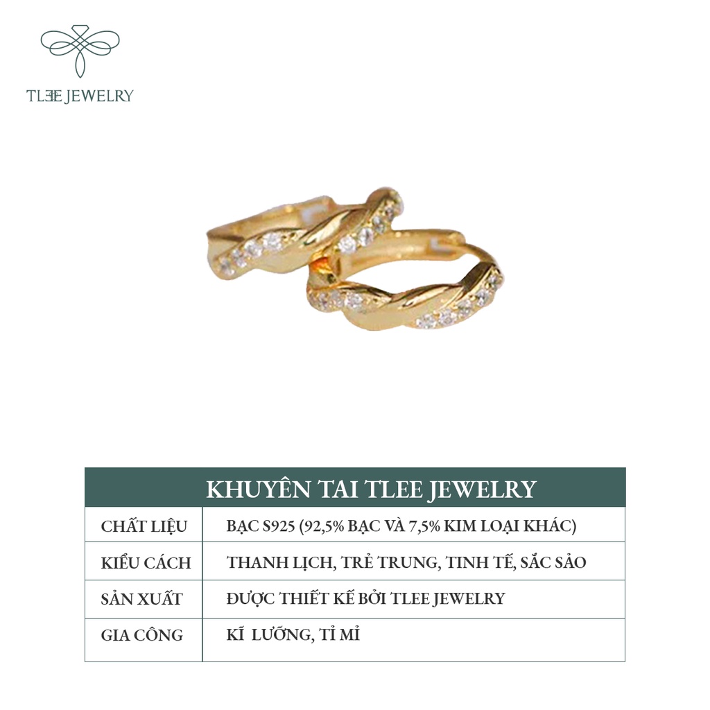 Khuyên tai bạc nữ TLEE TWISTEDS xoắn nạm đá cao cấp NCJ B0115