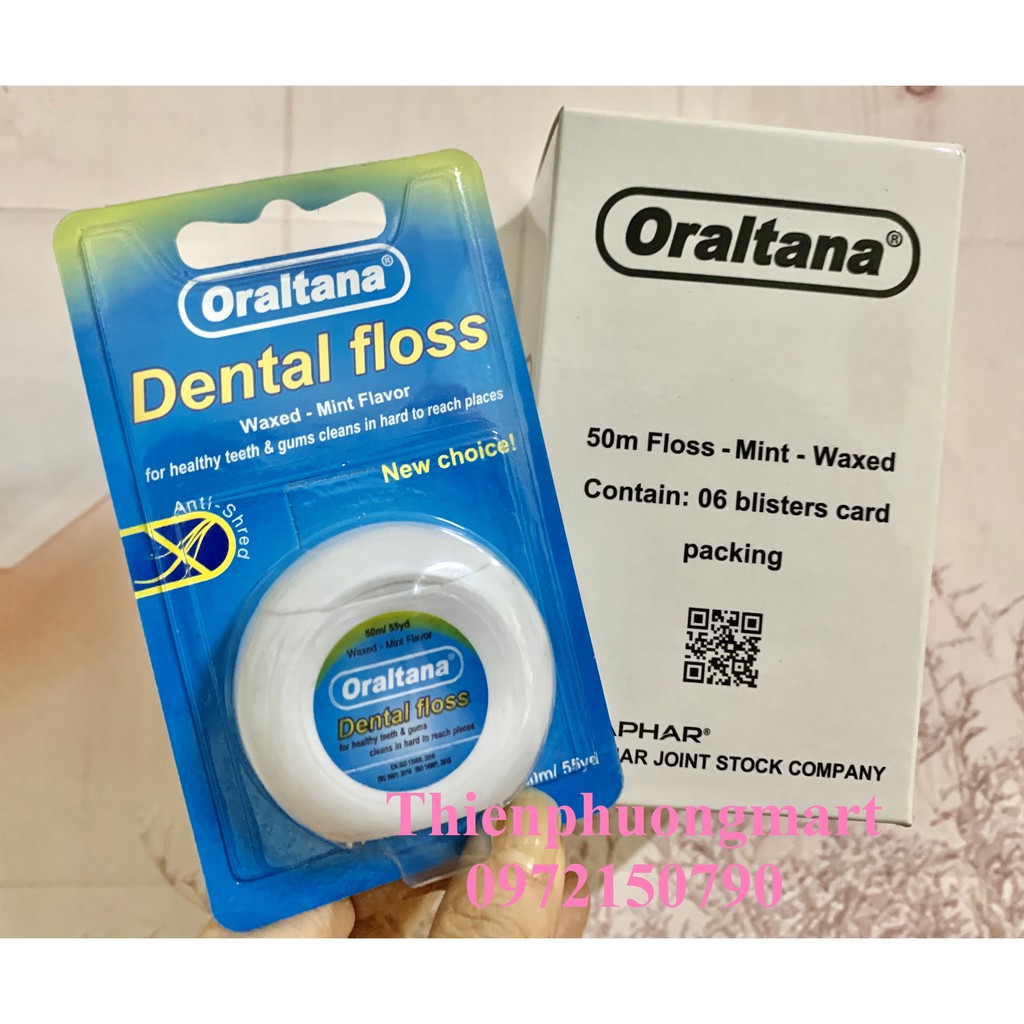 Chỉ nha khoa hương bạc hà Oraltana Dental Floss  cuộn 50m/ cuộn - Chỉ nha khoa Oraltana chăm sóc răng miệng