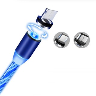 Dây cáp sạc phát sáng đầu nam châm - kèm 3 đầu sạc nam châm