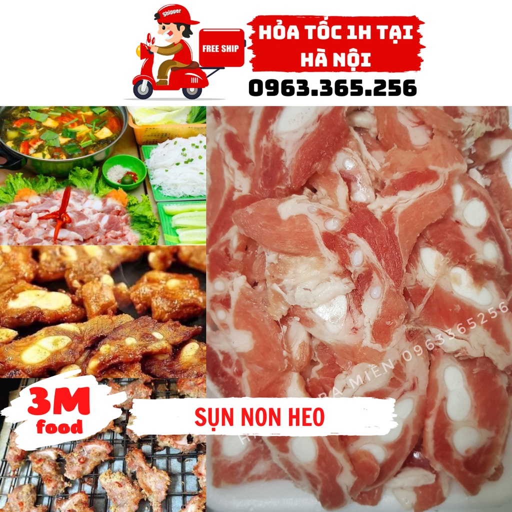 Sụn non heo khay 500gr thái mỏng, thái nhỏ tiện lợi  3M FOOD GS