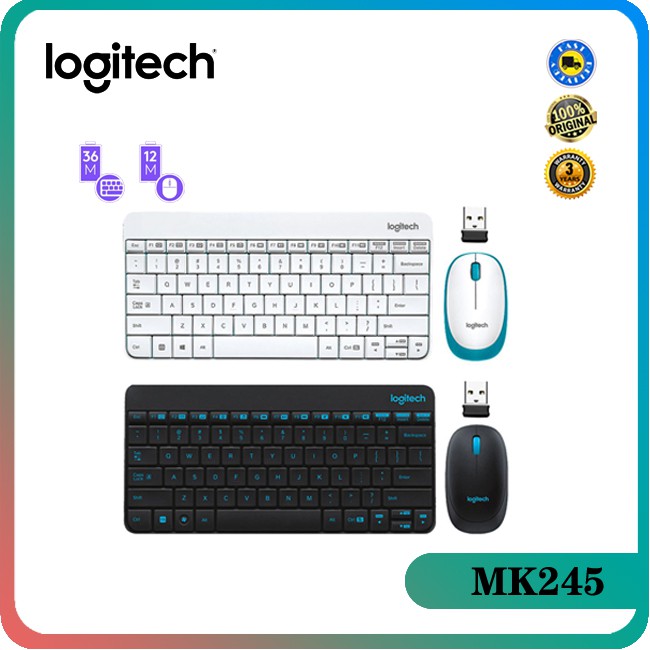 Logitech MK245 w / USB receiver Nano wireless Mini keyboard mouse Combos 1000 PPP ergonomic set