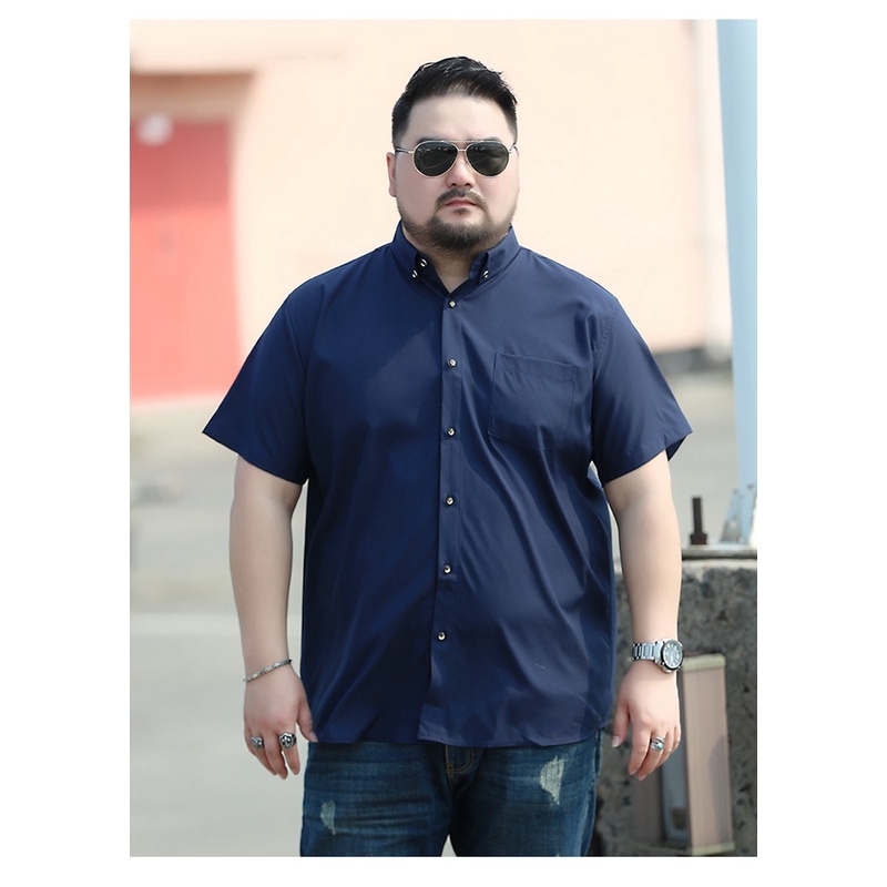 Áo Sơ Mi Tay Ngắn Màu Trơn Cỡ Lớn L-10XL Thời Trang Mùa Hè Cho Nam