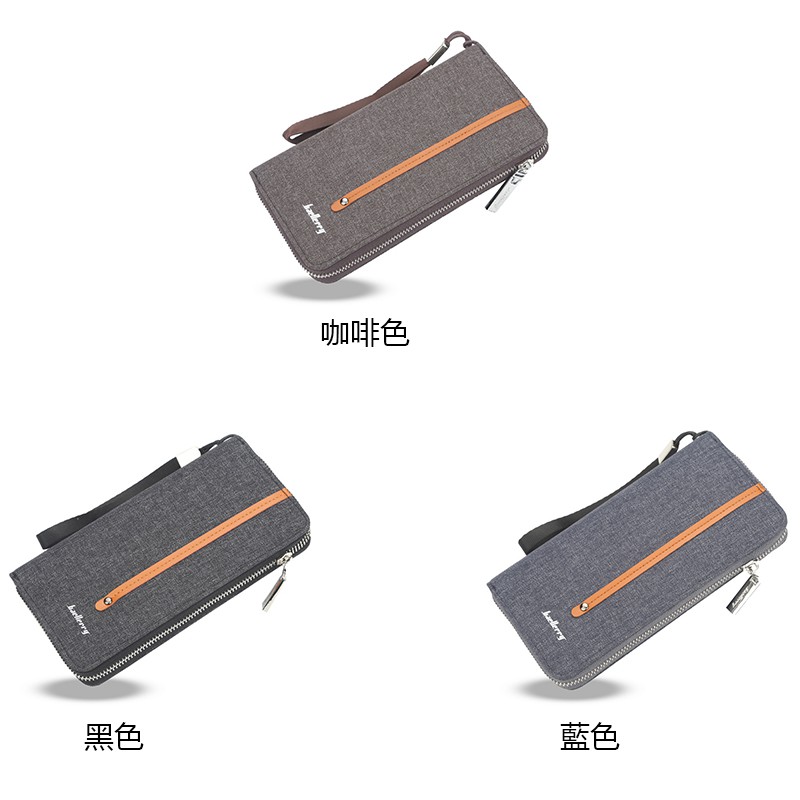 Baellerry Ví Dài Vải Canvas Có Khóa Kéo Thời Trang Cho Nam