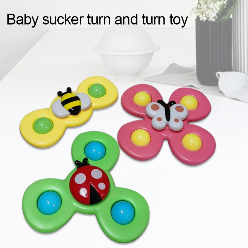 đồ chơi con quay spinner hình côn trùng vui nhộn cho bé, bộ 3 chong chóng dính tường cho bé