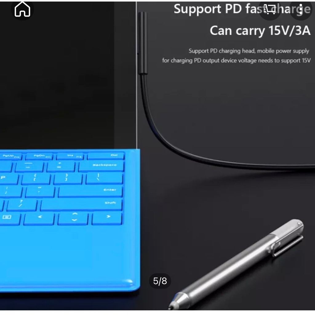 Cáp Chuyển Đổi Sạc Nhanh 3A 15V Bộ Nguồn USB Type-C Cho Microsoft Surface Pro 3 4 5 6