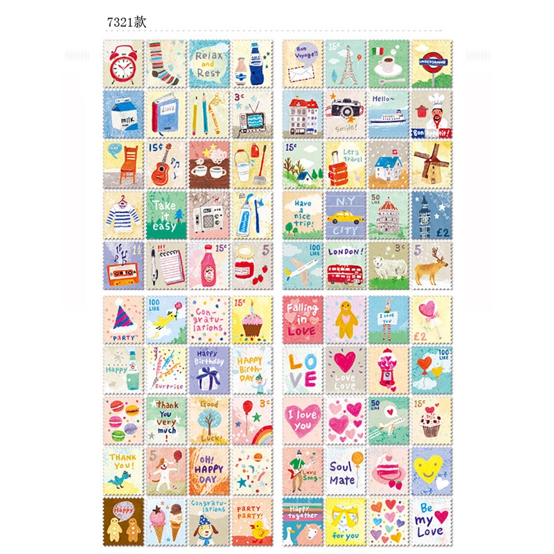 Set 80 Miếng Dán Trang Trí Sổ Tay/Nhật Ký Hình Hoàng Tử Bé Paris/Italia