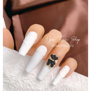 Charm Gấu Da Nơ Cao Cấp Đính Móng