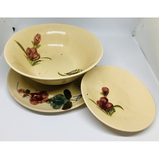 Bộ chén dĩa Lan nâu gốm sứ Nam Bộ - Cửa hàng Gốm Hoa Mai chuyên hàng chén bát xưa