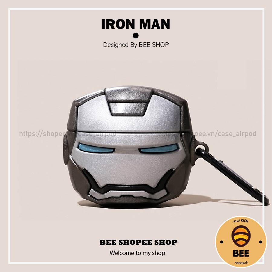 Case Airpod 1 2 Pro Đựng Tai Nghe Airpods 1 2 Pro Iron Man Bạc Cực Ngầu Chất Liệu Silicon Dẻo - BEE SHOP