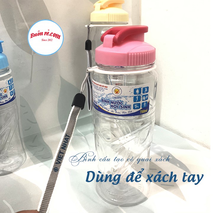 Bình nước dành cho học sinh nhựa Việt Nhật 550ml, 750ml, 900ml – Bình nước thể thao có dây treo tiện lợi – Buôn rẻ 01281