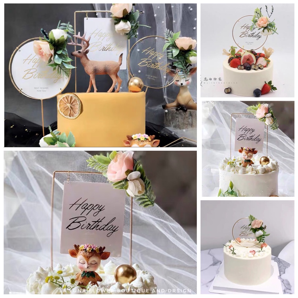 Phụ Kiện Trang Trí Bánh Kem Hình Hoa / Mặt Trăng / Trái Tim Bằng Nhựa Acrylic