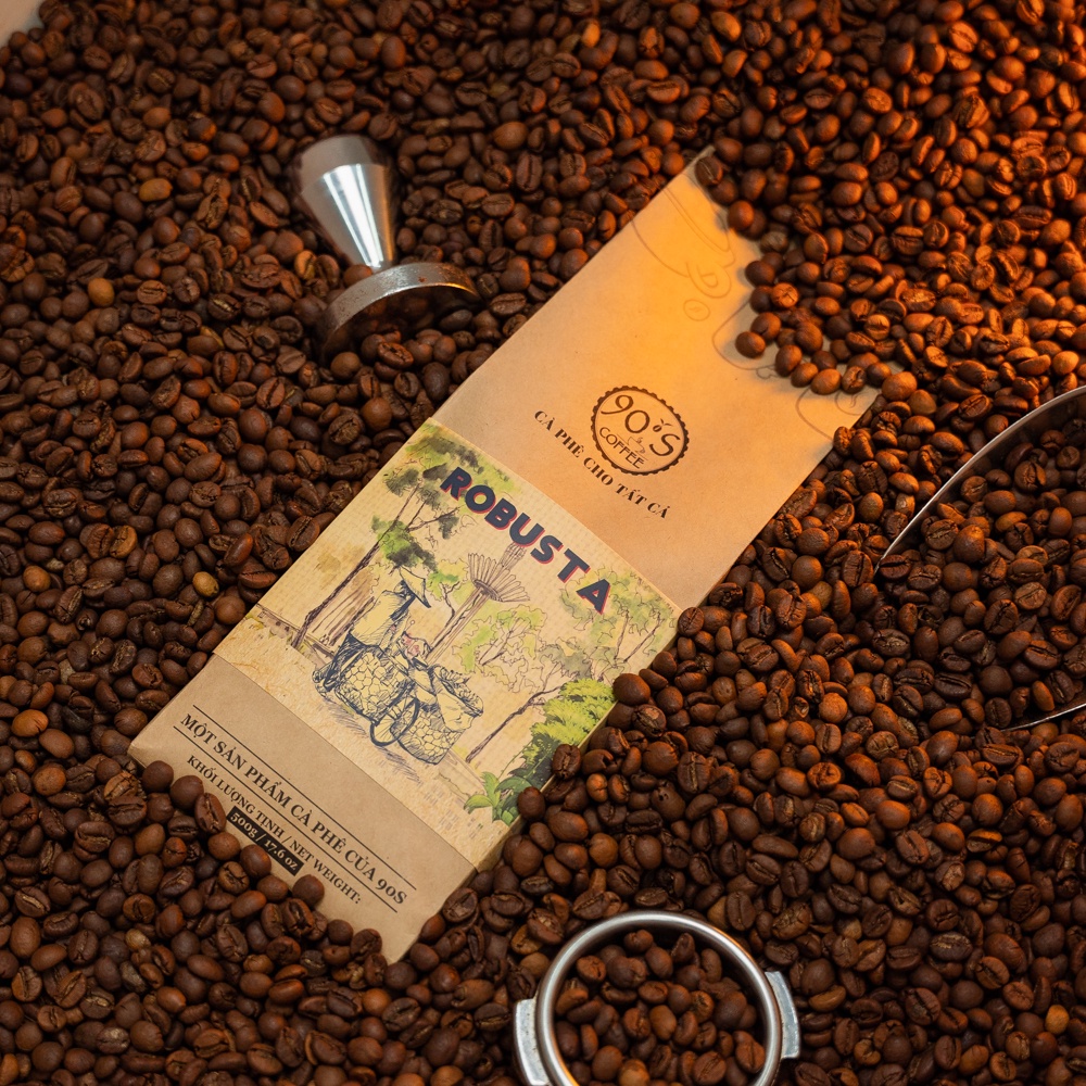Túi 500Gr Cà Phê Robusta Rang Mộc Nguyên Chất | 100% Cà Phê Sạch | 90S Coffee Vietnam