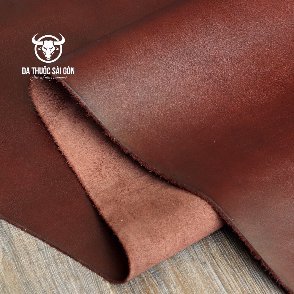 10 Pia da bò Pull Mill cao cấp màu nâu đỏ thương hiệu Da Thuộc Sài Gòn - Mua da bò làm túi xách