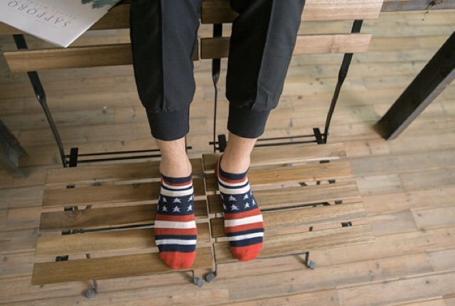 VỚ TẤT NGẮN NAM / UNISEX ĐỎ - XANH NAVY (NOEL2)