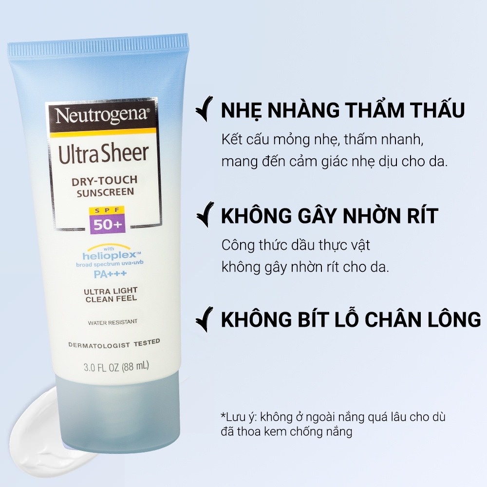 Kem Chống Nắng Nâng Tone Neutrogena Ultra Sheer Dry Touch SPF 45 55 Age Shield Face SPF 70