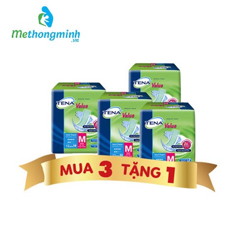 Mua 3 tặng 1 Tã dán người lớn TENA Value M12