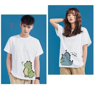 Áo đôi khủng long xanh tay ngắn (1 đôi gồm 2 áo)-TR