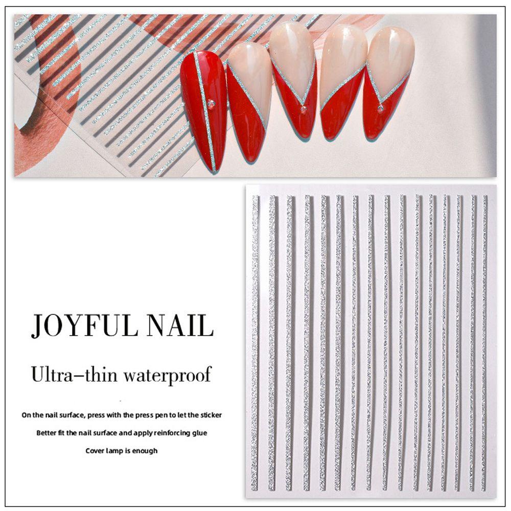 OCEANMAP Miếng Dán Trang Trí Móng Tay Họa Tiết Kẻ Sọc 3D Thời Trang