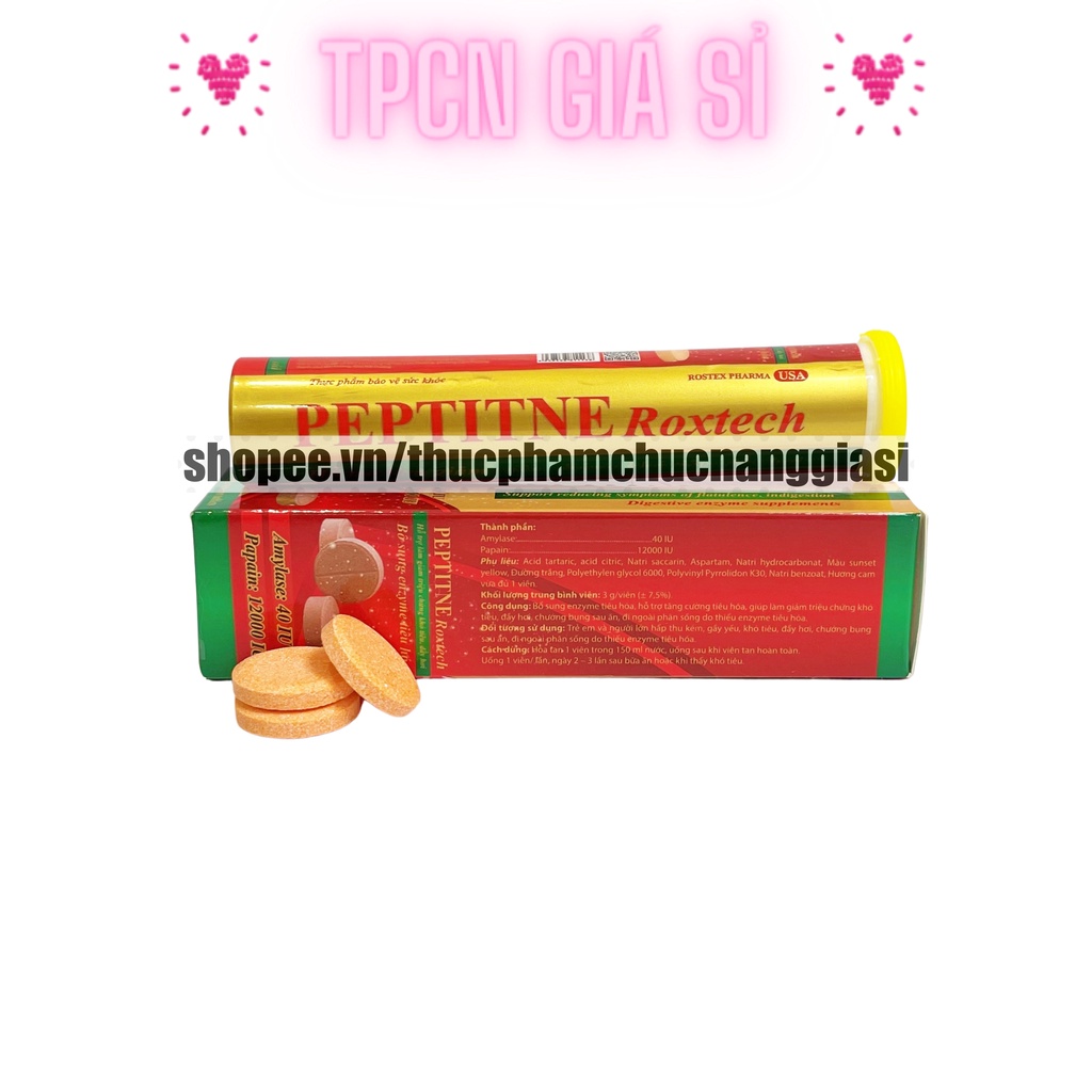 Viên sủi PEPTITNE hỗ trợ giảm các triệu chứng khó tiêu, đầy hơi – 1 TUÝP 20 VIÊN