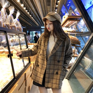 Áo Khoác Dạ Caro Ulzzang Dáng Ngắn Hàn Quốc Order