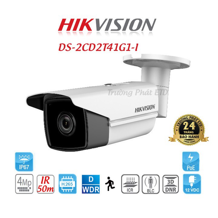 Camera IP 4.0MP HIKVISION DS-2CD2T41G1-I - Hàng chính hãng