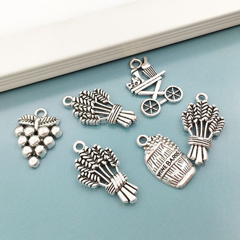 Bộ 63 Phụ Kiện Mặt Vòng cổ Hình Ly Rượu Vang Bằng Bạc Kiểu Cổ Điển DIY