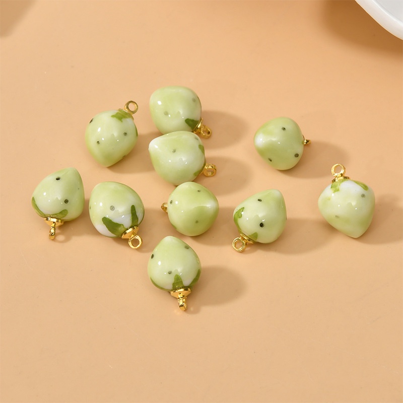 Mặt Vòng cổ / Vòng Đeo Tay / Khuyên Tai Hình Trái Dâu Bằng Gốm Sứ diy 2023