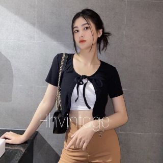 Áo kiểu thun gân cột dây